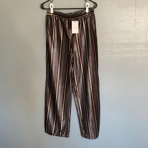Medium brown striped velour pants - new with tags